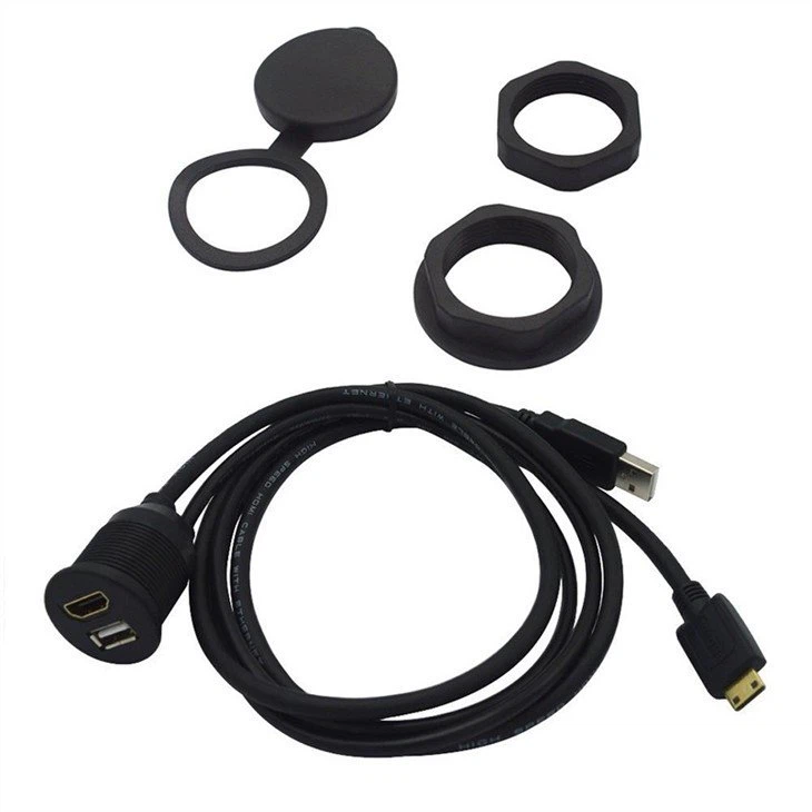 USB2.0 Mini HDMI to HDMI Female AUX Flush Mount Cable